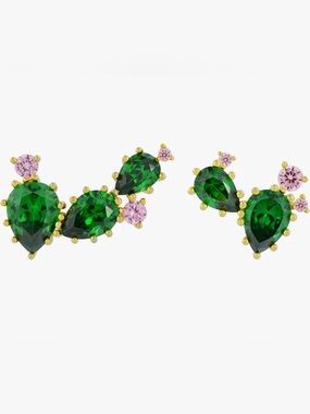 Unique Nordstrom 18Kt Gold Vermeil Emerald Topaz Mismatched Earrings